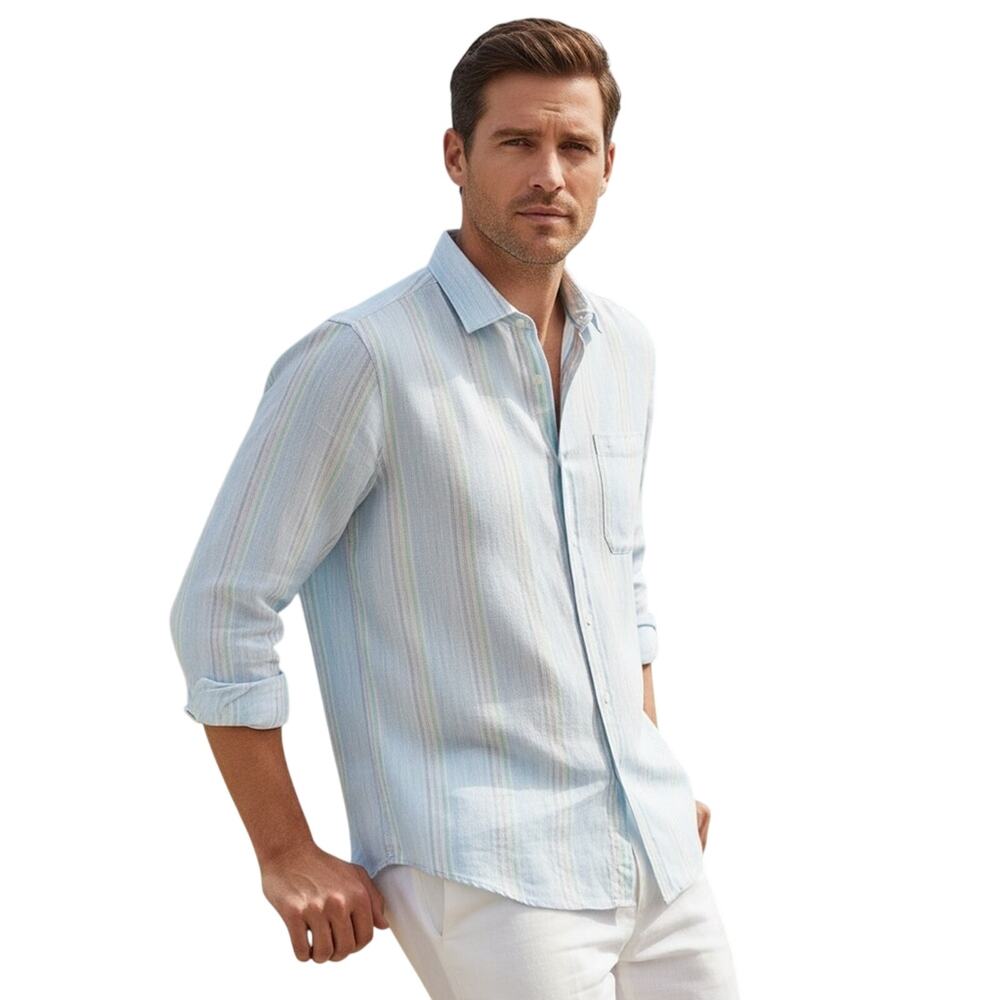 Tommy Bahama BARBADOS BREEZE BEACH DAY CHEK
shirt in Glass Bead Blue Size XXL
